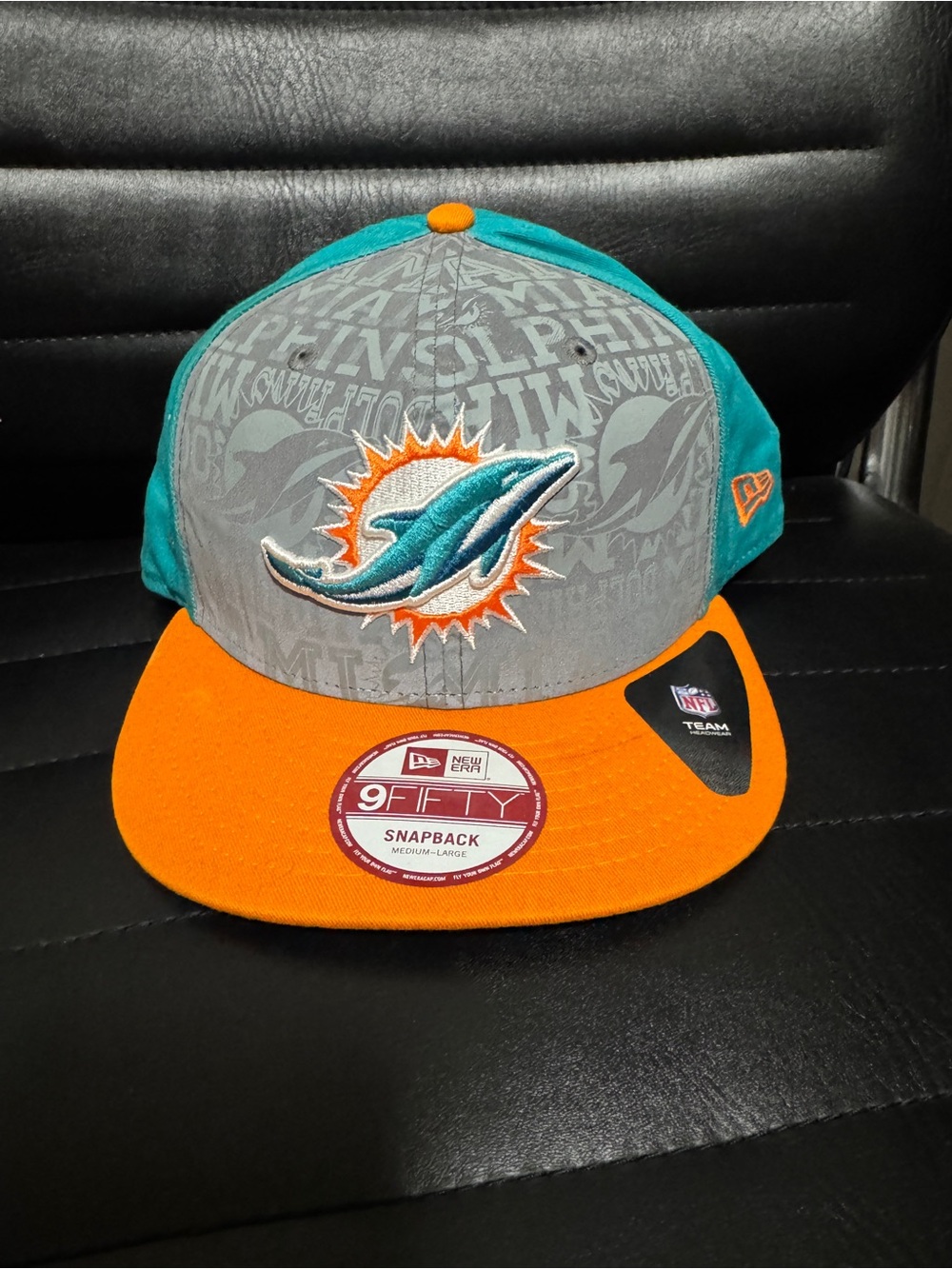 New Era Miami Dolphins Teal Gray Orange 9FIFTY Snapback Hat